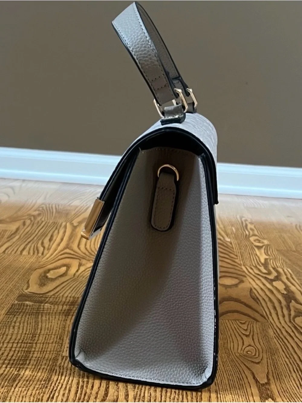 Dune London Gray Snake-Print Flap Top-Handle Satchel